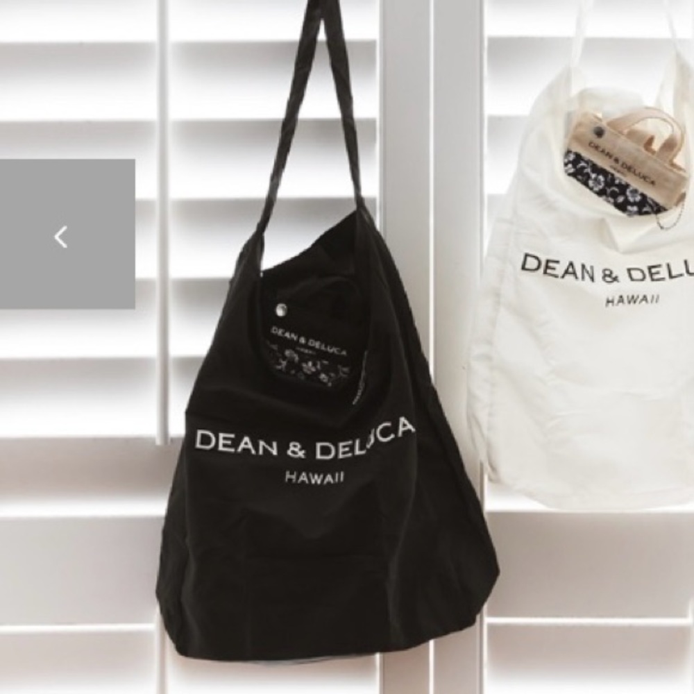 Dean & Deluca Hawaii Limited Black Foldable Tote Bag Hibiscus Compact NEW